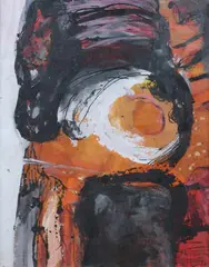 Sylvia Snowden, Orange and Black Abstraction, Oil on paper