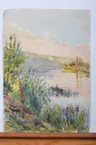 Jacques de Lettrer, Fishing on the Pond, Watercolor on paper