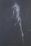 Academic Nude Study by American School, Chalk on black paper, sold Dec 2008