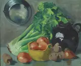 Still Life with Vegetables by American School, STILL LIFE WITH VEGETABLES, oil on canvas, offered Dec 2008