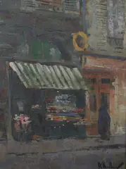 Storefront by Continental School, Oil on canvas, sold Dec 2008