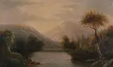 Boat in a River Landscape by American School, Oil on canvas., sold Dec 2008