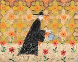 Eugene Dobos, Monsignor'S Garden, Oil on masonite