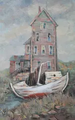 Sally Osburn Wolfe, The Old Fishing Boat, Oil on canvas
