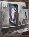 Mouget, Female Nude Holding Water Jug, FEMALE NUDE HOLDING WATER JUG, mixed media on board