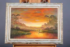 William Woldt, Swamp Fire, Oil on canvas
