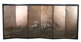 Anonymous, Untitled, FLOWERS, ink and color on paper six fold screen - Each panel: 60 in. x 21 1/2 in