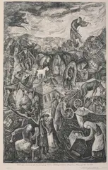 Chaim Goldberg, Untitled, SHTETL and DANCING SCENES: FOUR WORKS, signed in pencil lower margin