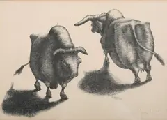George Biddle, Two Cows, Engraving