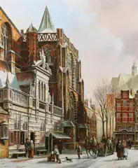 John Haanstra, Cathedral in Zwolle, Oil on panel