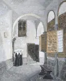 Bentos, Two Nuns in Church Archway, Oil on canvas