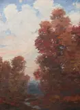 John Everett, Autumn Landscape, Oil on panel