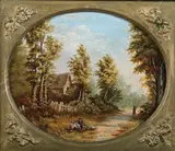 Children on a Country Lane by Continental School, CHILDREN ON A COUNTRY LANE, oil on canvas, sold Feb 2009