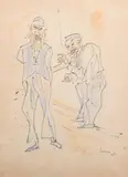 Marcel Janco, Two Figures, Watercolor and ink on paper