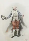 Angelo Graf von Courten, The Greeting, Watercolor on paper