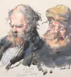 Robert O. Lenkiewicz, 6 Minute Study Diogenes Asleep, Watercolor on paper