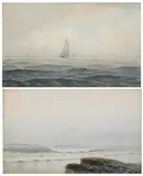 Seascapes: Two Works by American School, SEASCAPES: TWO WORKS, watercolor on paper, sold Feb 2009