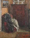L.P. Henri Leroux, Interior of Artist'S Parlor, Oil on canvas