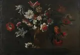 Jean-Baptiste Monnoyer, Tulips, CARNATIONS AND OTHER FLOWERS ON A LEDGE, oil on canvas