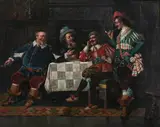 Olive Malstrom Carl, Four Jolly Cavaliers, Oil on canvas