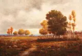 John Francis Murphy, Autumn Landscape at Sunset, Oil on canvas