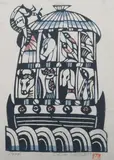 Sadao Watanabe, Animals on Boat, Stencil print