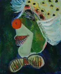 Narendra Pal Singh, Clown Face, Acrylic on paper