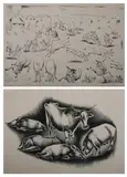 George Biddle, BRINGING HOME THE COWS ON THE BANKS OF THE HUDSON and THE SIESTA: TWO WORKS, first, Lithograph