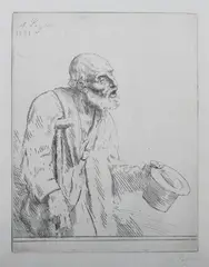 Alphonse Legros, The Beggar, Etching