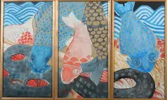 Mk, Swimming Carps: Three Works, Watercolor on paper