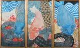 Mk, Swimming Carps: Three Works, Watercolor on paper