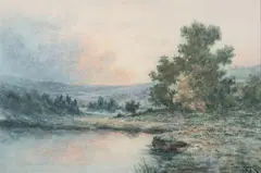 Fred Rohr, Lake Landscape at Dusk, Watercolor