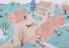Richard Floethe, The Farmyard in Spring, Gouache on paper