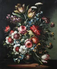 Domenico Bettini, Still Life with Flowers, Oil on canvas.