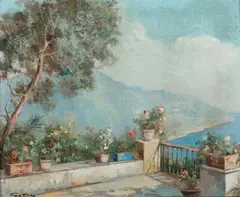 Fortis, Balcony on the Mediterranean, Oil on canvas