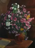 Alfred Richard Blundell, Chrysanthemums, Oil on panel