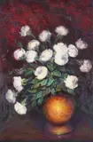 Dumitru Danielopol, Peonies in Copper Pot, Oil on canvas