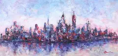 Dumitru Danielopol, Crimson City, Oil on canvas