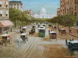 View of Pennsylvania Avenue with the Capitol Building by American School, Oil on canvas, sold Apr 2009