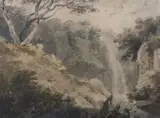 Fishermen by a Waterfall by Continental School, FISHERMEN BY A WATERFALL, watercolor, offered Apr 2009