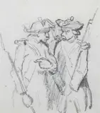 Tony Johannot, Soldiers in Discussion, SOLDIERS IN DISCUSSION, pencil on paper