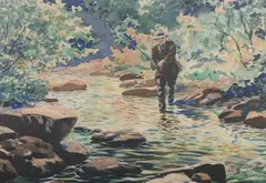 Thomas Victor Hall, The Strike, Watercolor on paper