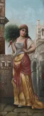Fricka, Odalisque with Peacock Feather Fan, Oil on canvas