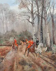 Wattier, Hunt Scene, Oil on canvas