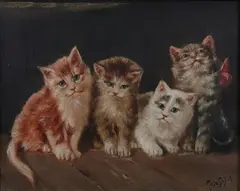 Rose Sobel, Kittens, Oil on canvas