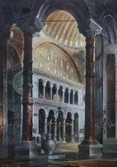 Waldimir Petroff, Basilica Interior: Gold, Oil on canvas