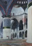 Waldimir Petroff, Basilica Interior: Blue, Oil on canvas