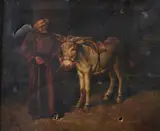 C. Buongiorno, Monk with Donkey, Oil on canvas