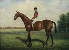 L. Cassedy, Jockey on Horseback, Oil on panel