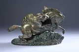 Lion Attacking a Horse by Antoine-Louis Barye, Gilt bronze, sold Apr 2009